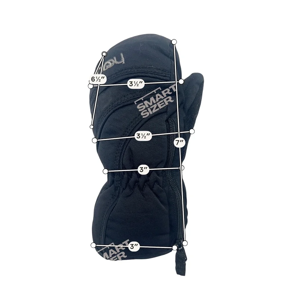Head Outlast Kids XXS Black Winter Mittens Side Zipper Fleece‎ Lined Thermal